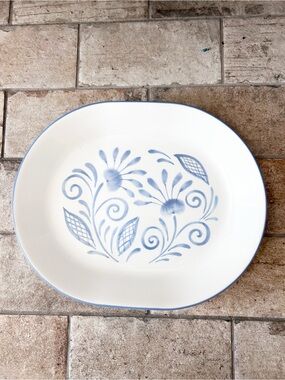 Corelle 1990's OCEANVIEW, Blue and White Floral PLATTER